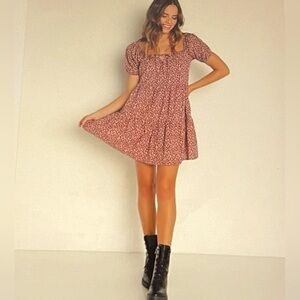 Anthropologie Lacausa Playa Mini Cocoa Magic Mushroom Dress - Size L